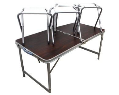набор мебели /MIFINE/ стол складной+4 стула, телескопические ножки (60х120х55) AE4